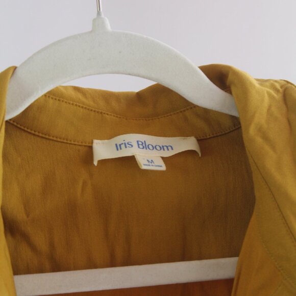 Women's Iris Bloom Gold Mini Button Down Dress Size Medium - Picture 5 of 8